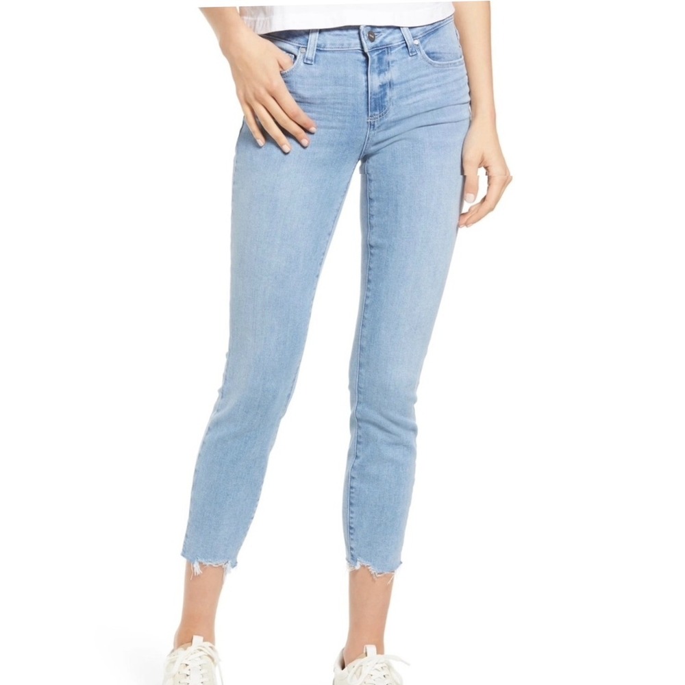 PAIGE Denim 29 Verdugo Crop Jeans Jama w Rocklside‎ Raw Hem Distressed Skinny
